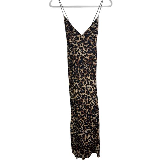 Endless Summer Harper Slip Dress Midi Leopard Open Back Slit Semi-Sheer Small S - Picture 4 of 15